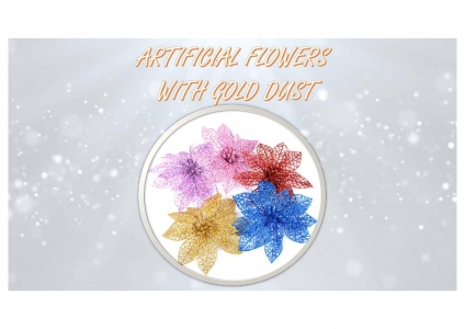 Artificial Flowers With Gold Dust